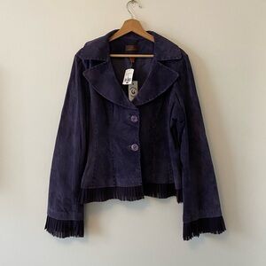 Danier Purple Fringe Suede Jacket